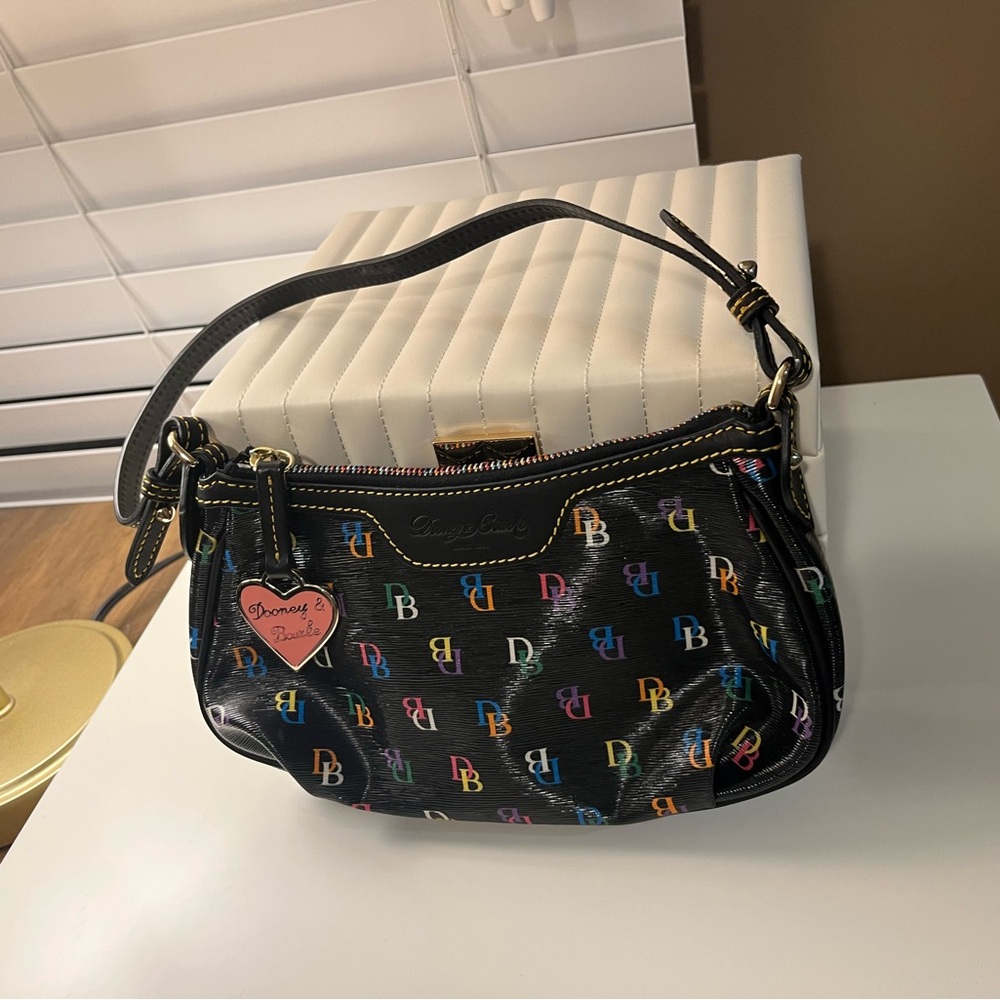 Dooney & Bourke Black Shoulder Bag with Monogram Print